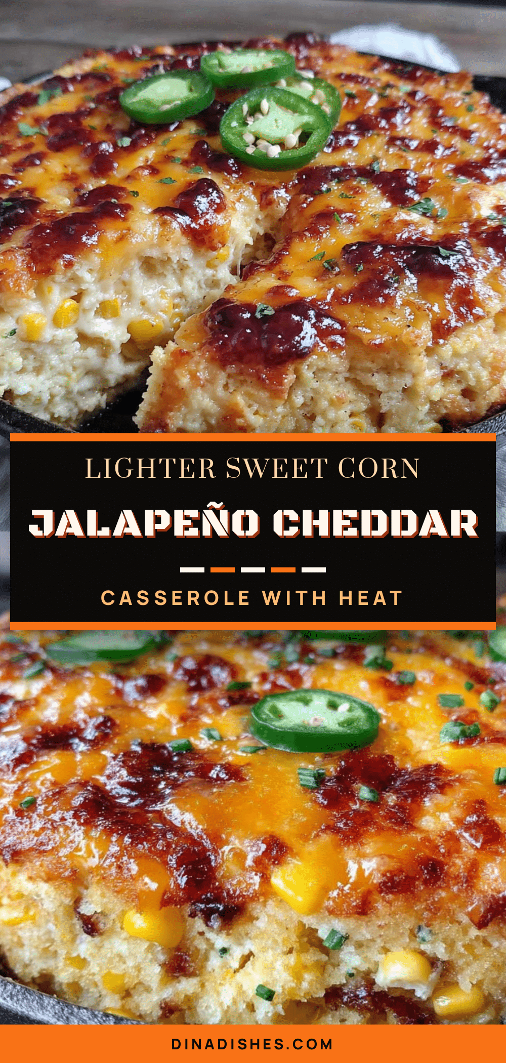 lighter sweet corn casserole with jalapeño and cheddar recipe