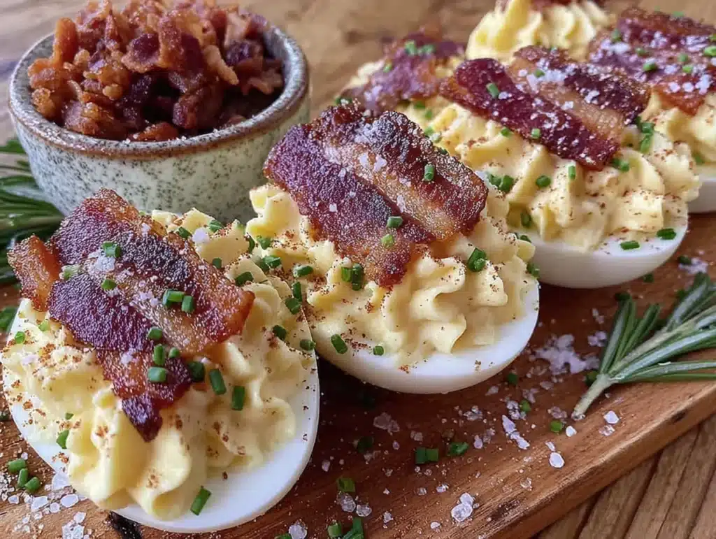 loaded thanksgiving deviled eggs - featured image