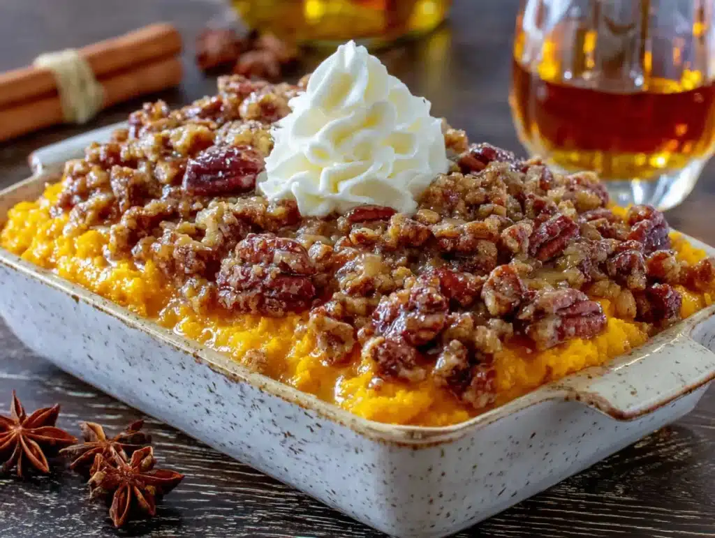 maple bourbon sweet potato casserole - featured image