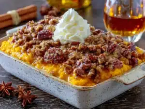 maple bourbon sweet potato casserole - featured image
