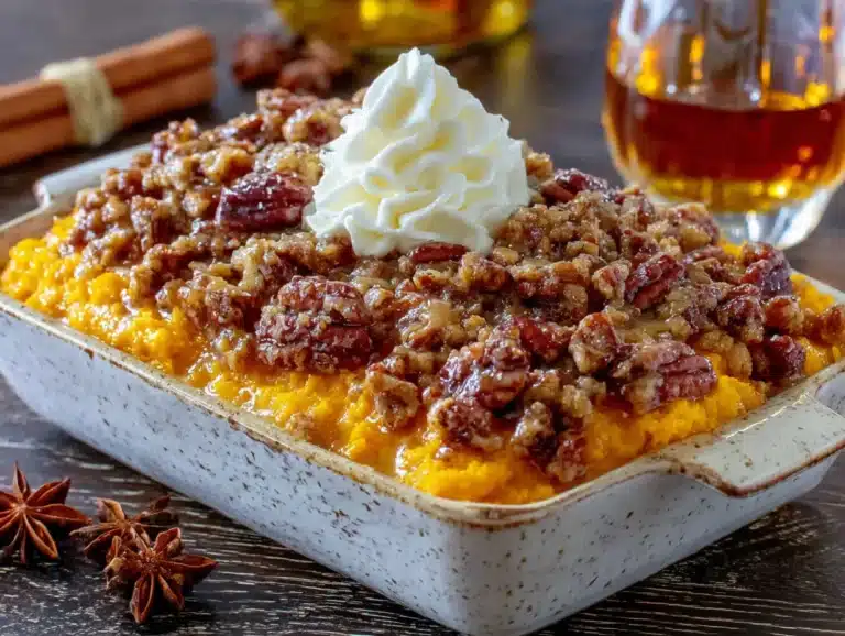 maple bourbon sweet potato casserole - featured image