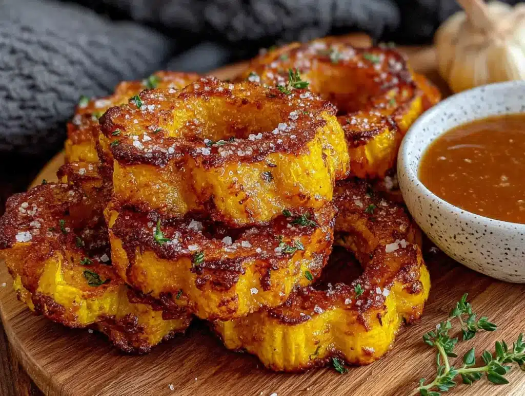 maple roasted delicata squash rings - featured image