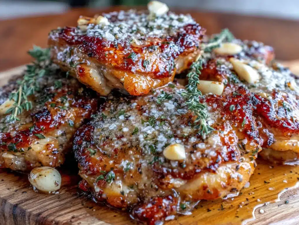 one-pan garlic butter chicken thighs - featured image