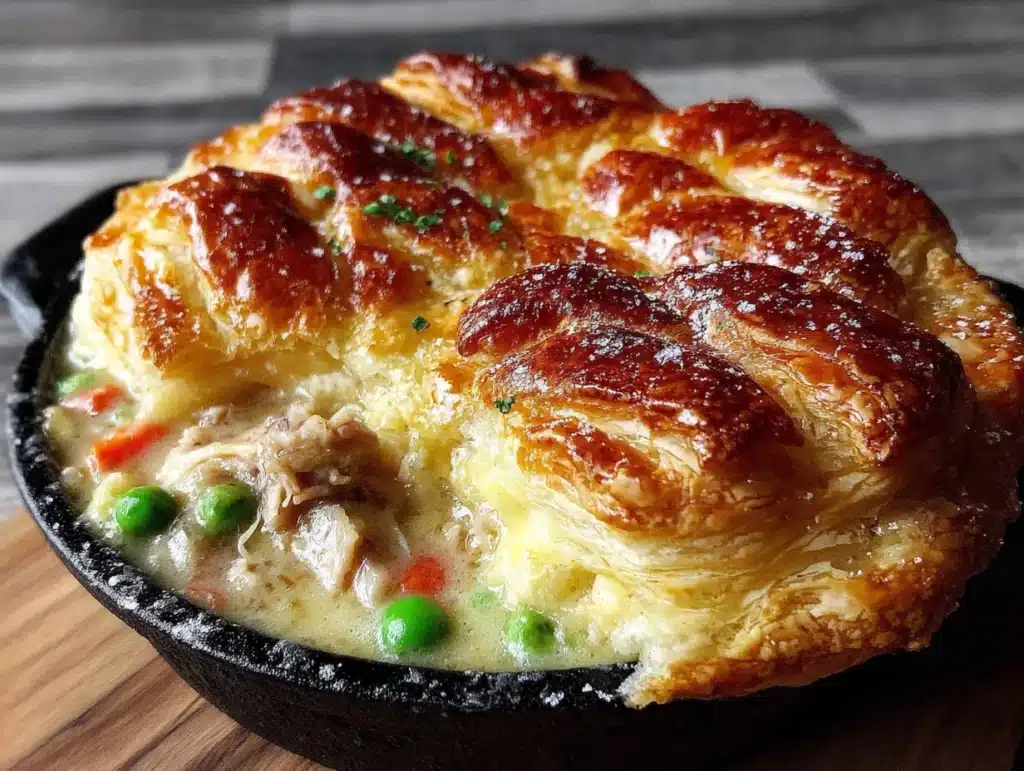 one-pot chicken pot pie with puff pastry - featured image