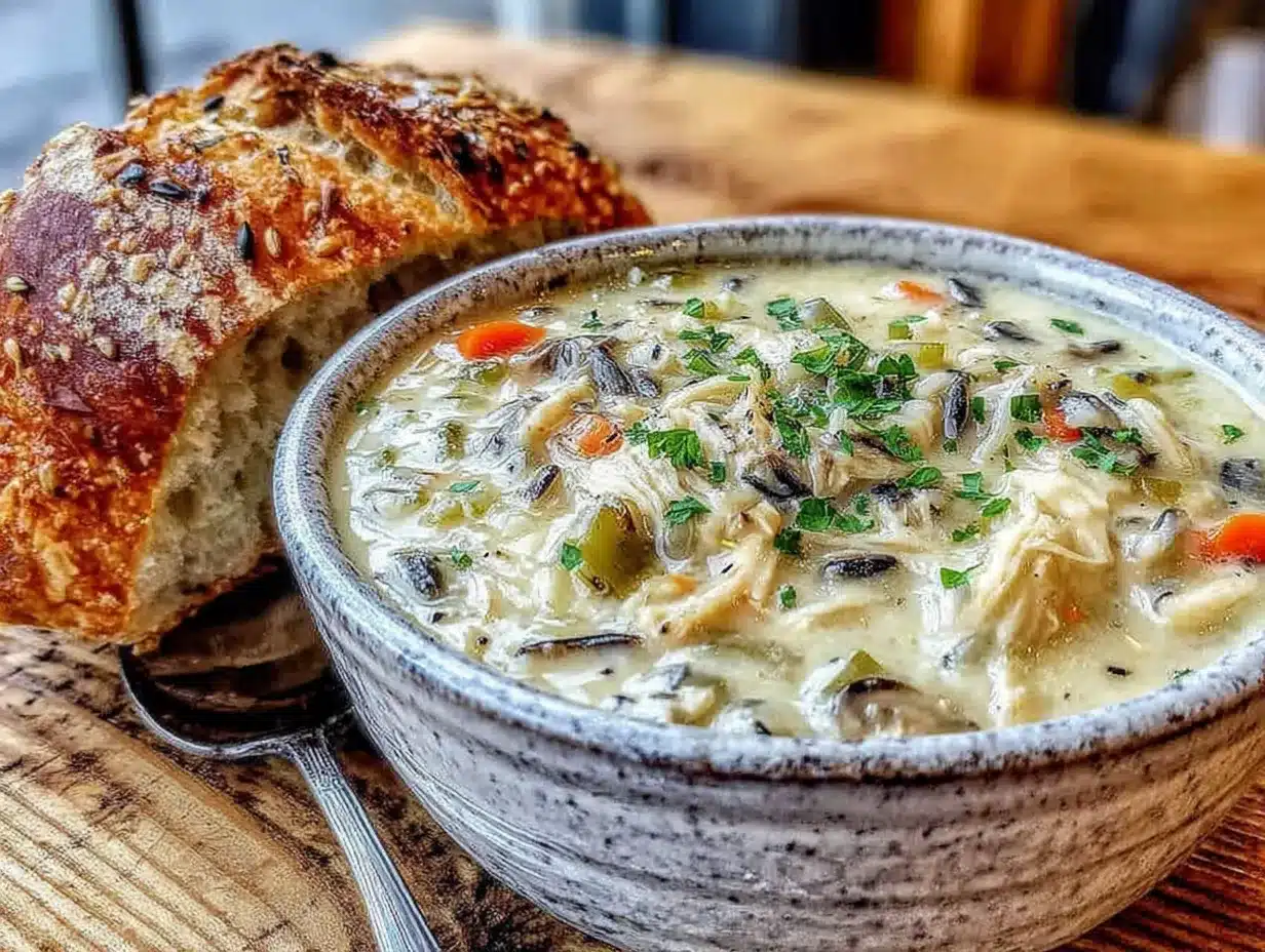 one-pot creamy chicken and wild rice soup preparation steps