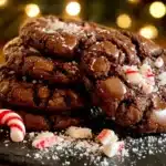 peppermint chocolate crinkle cookies - featured image