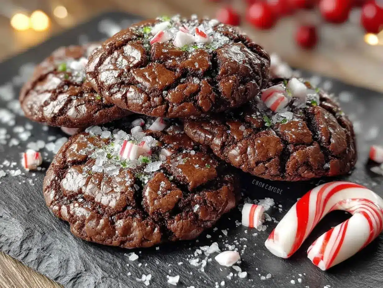 peppermint chocolate crinkle cookies preparation steps