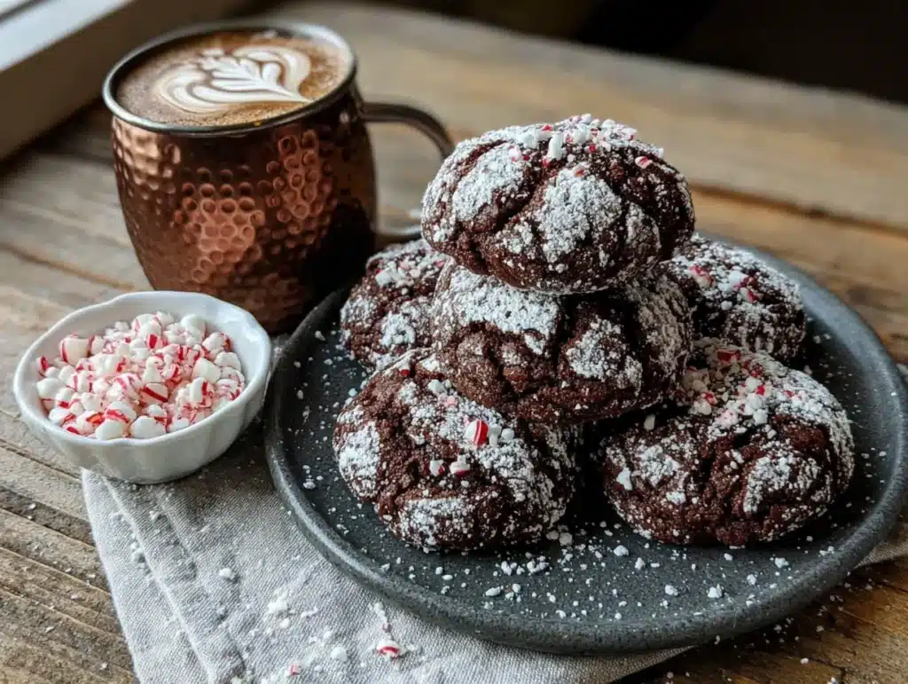 Peppermint Mocha Crinkle Cookies - featured image