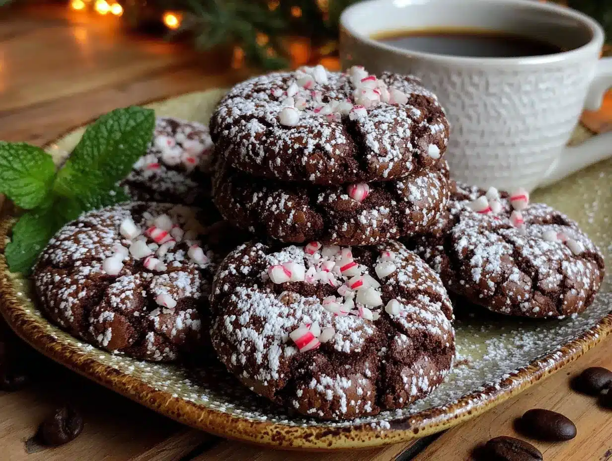 Peppermint Mocha Crinkle Cookies preparation steps