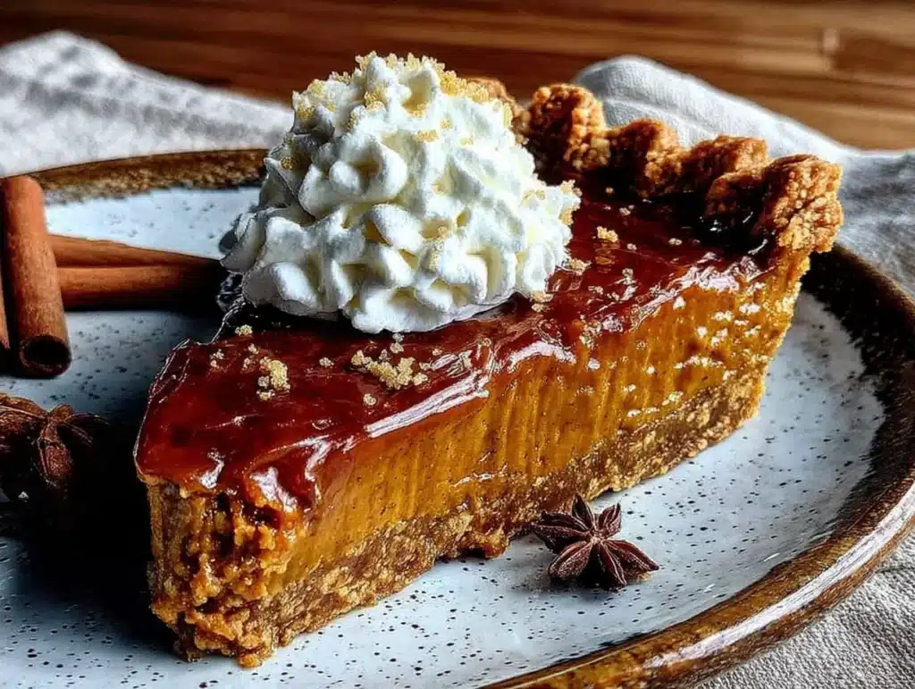 pumpkin pie with gingersnap crust - featured image
