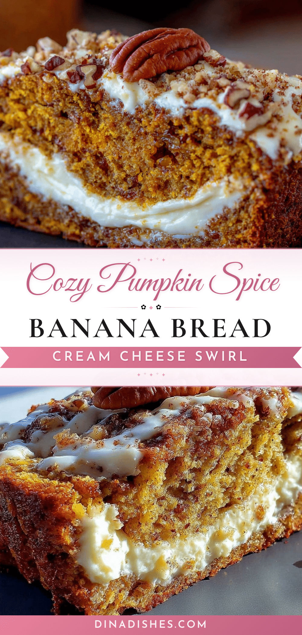 pumpkin spice banana bread with cream cheese swirl recipe