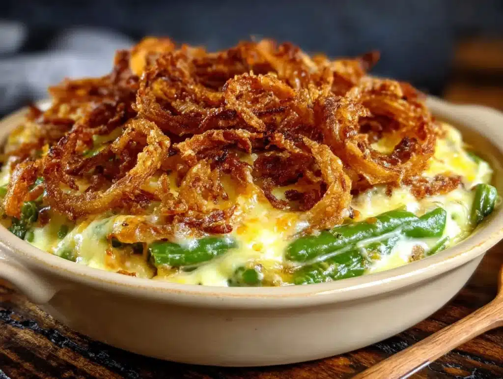 quick cheesy green bean casserole - featured image