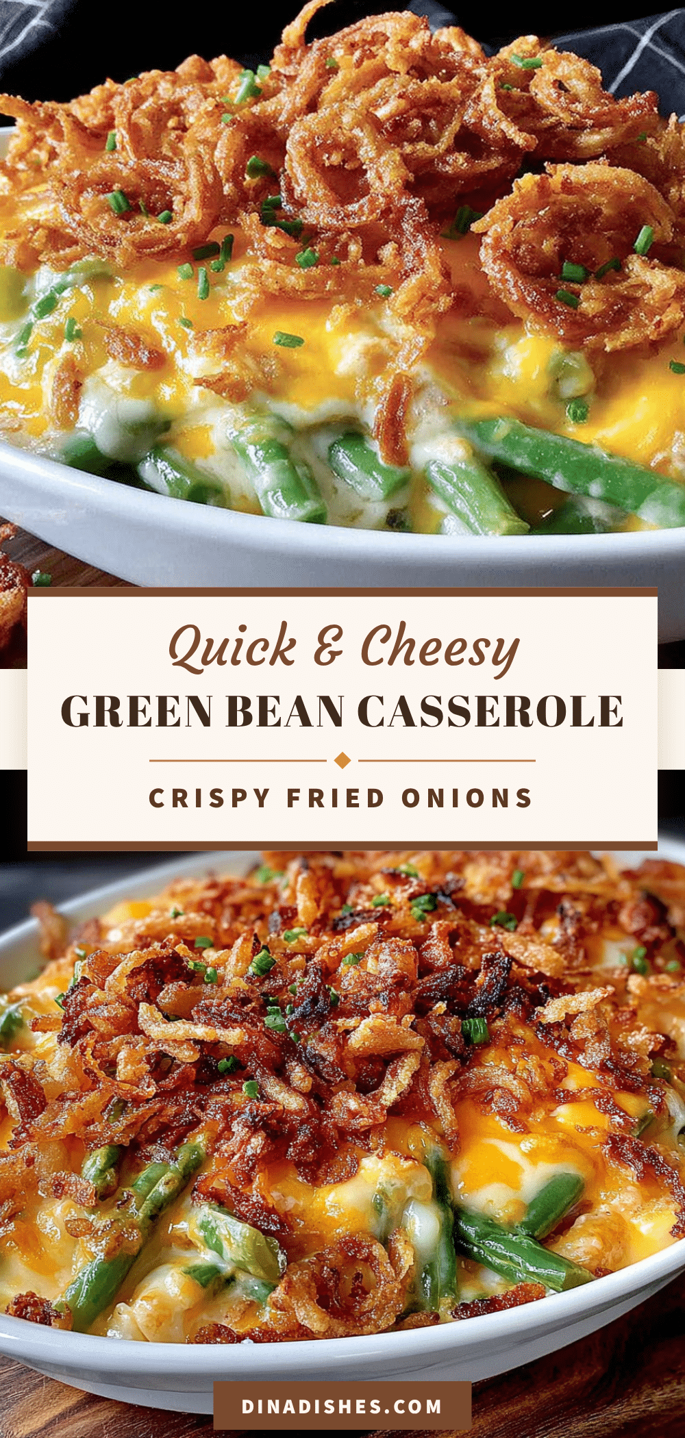 quick cheesy green bean casserole with crispy onions recipe