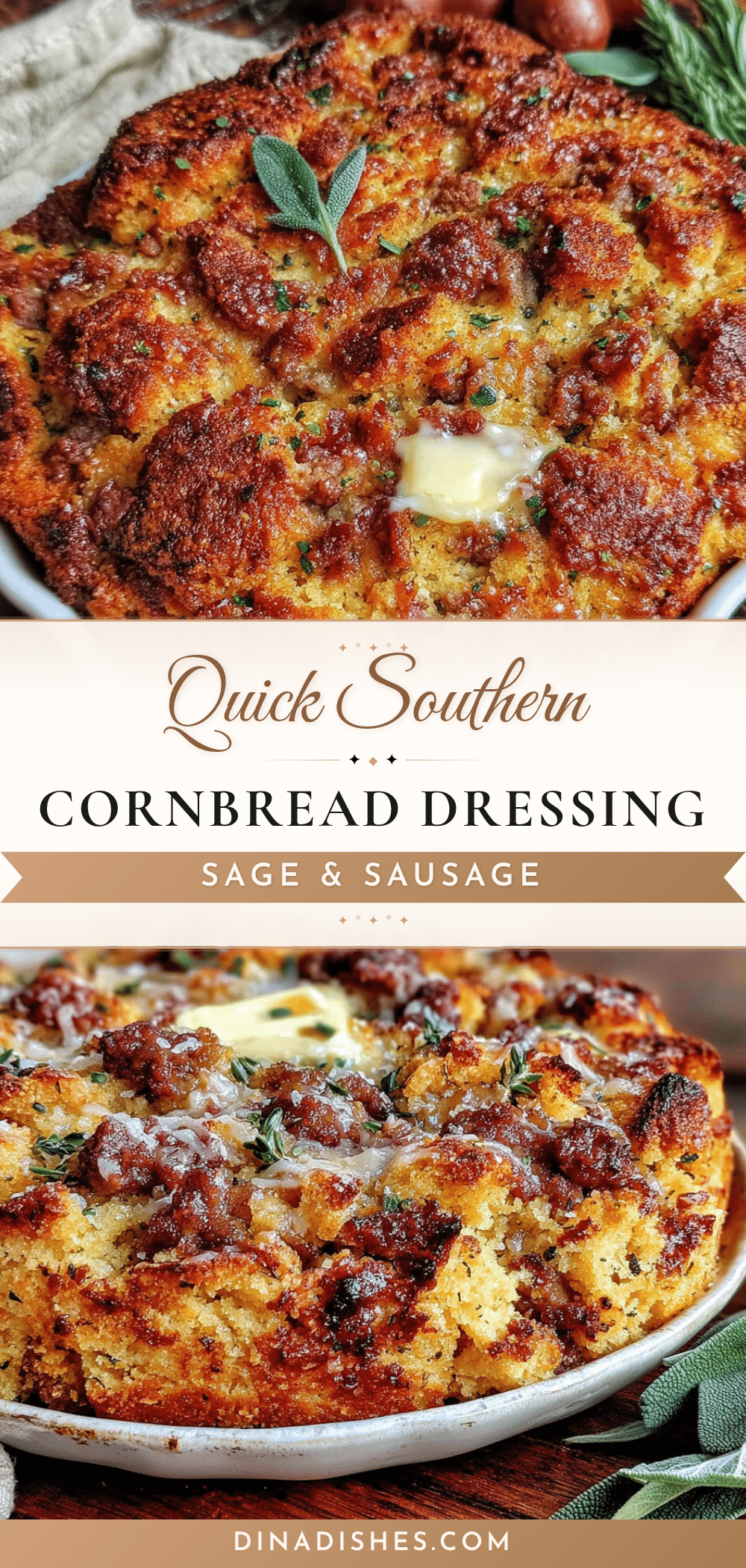 Quick Southern Cornbread Dressing with Sage and Sausage recipe