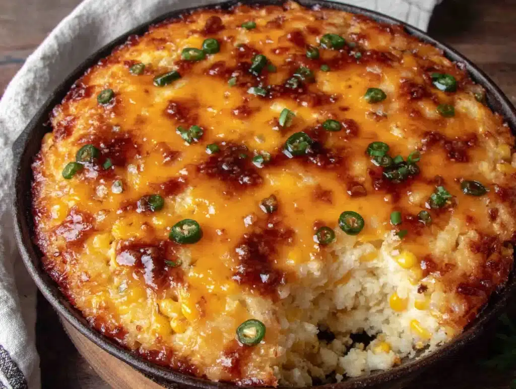 quick sweet corn casserole with jalapeño & cheddar - featured image