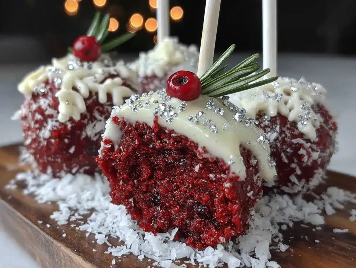 red velvet Christmas cake pops preparation steps