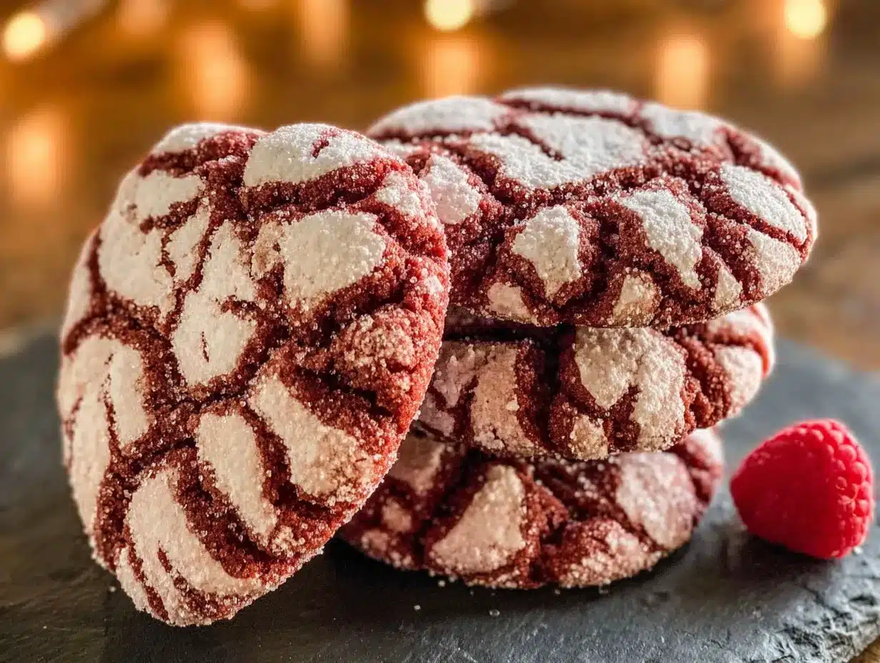 red velvet heart crinkle cookies preparation steps