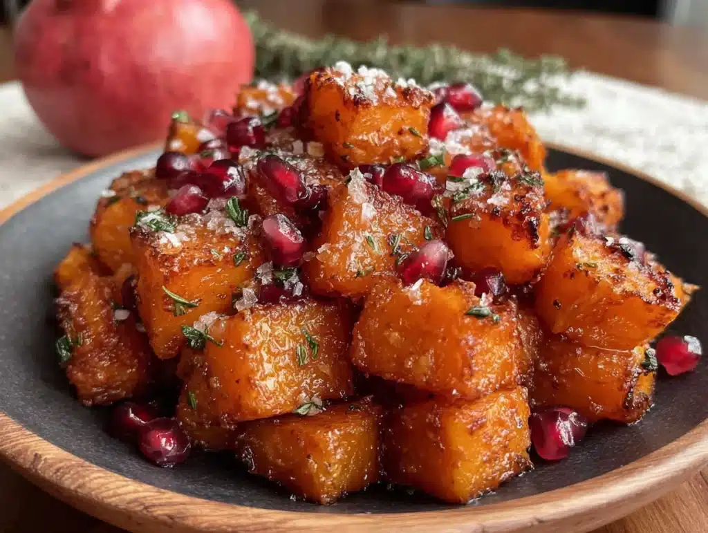 roasted butternut squash with pomegranate - featured image