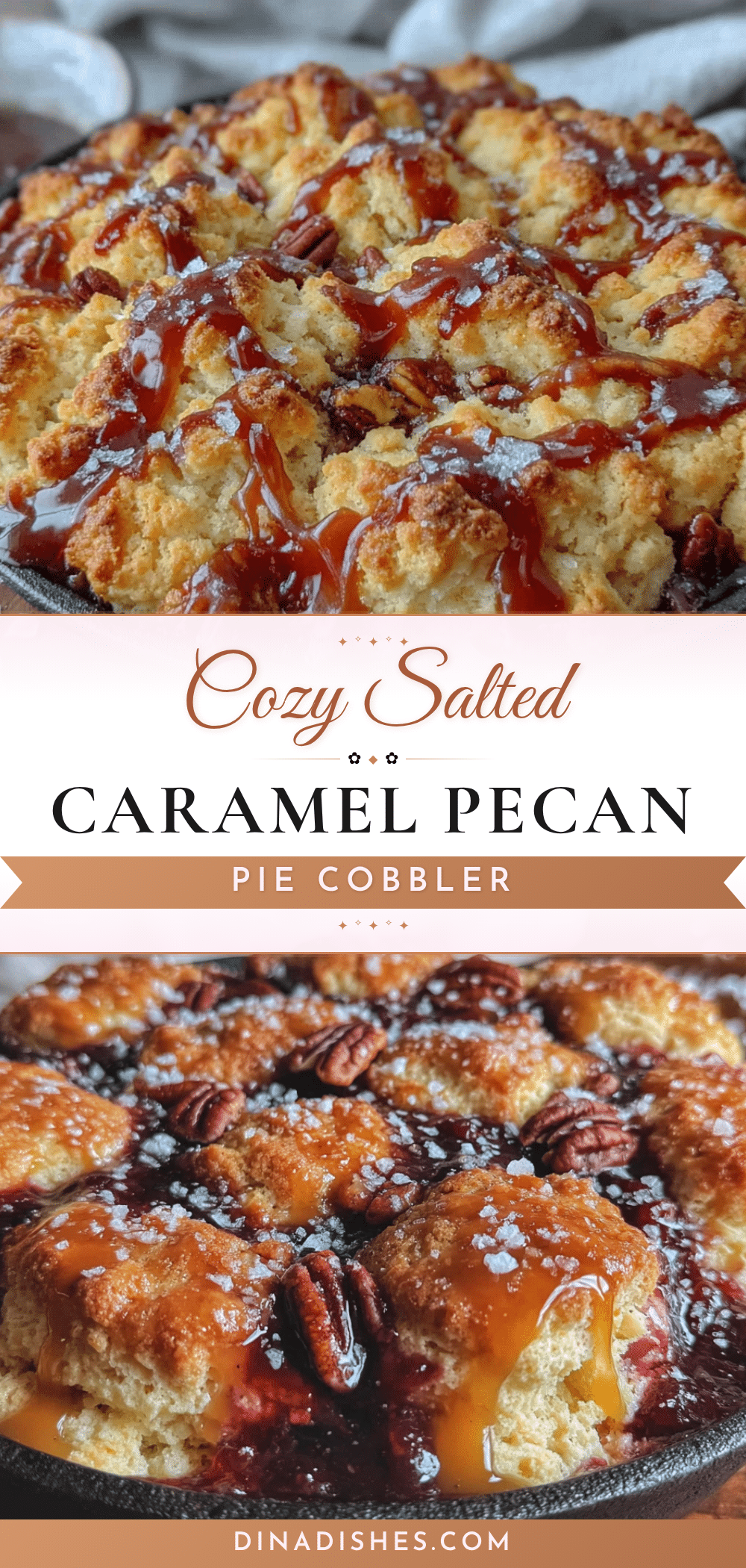 Salted Caramel Pecan Pie Cobbler recipe