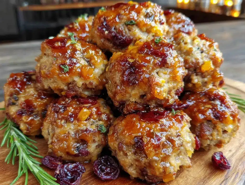 sausage cranberry stuffing balls - featured image