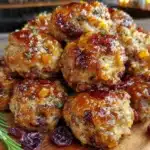 sausage cranberry stuffing balls - featured image