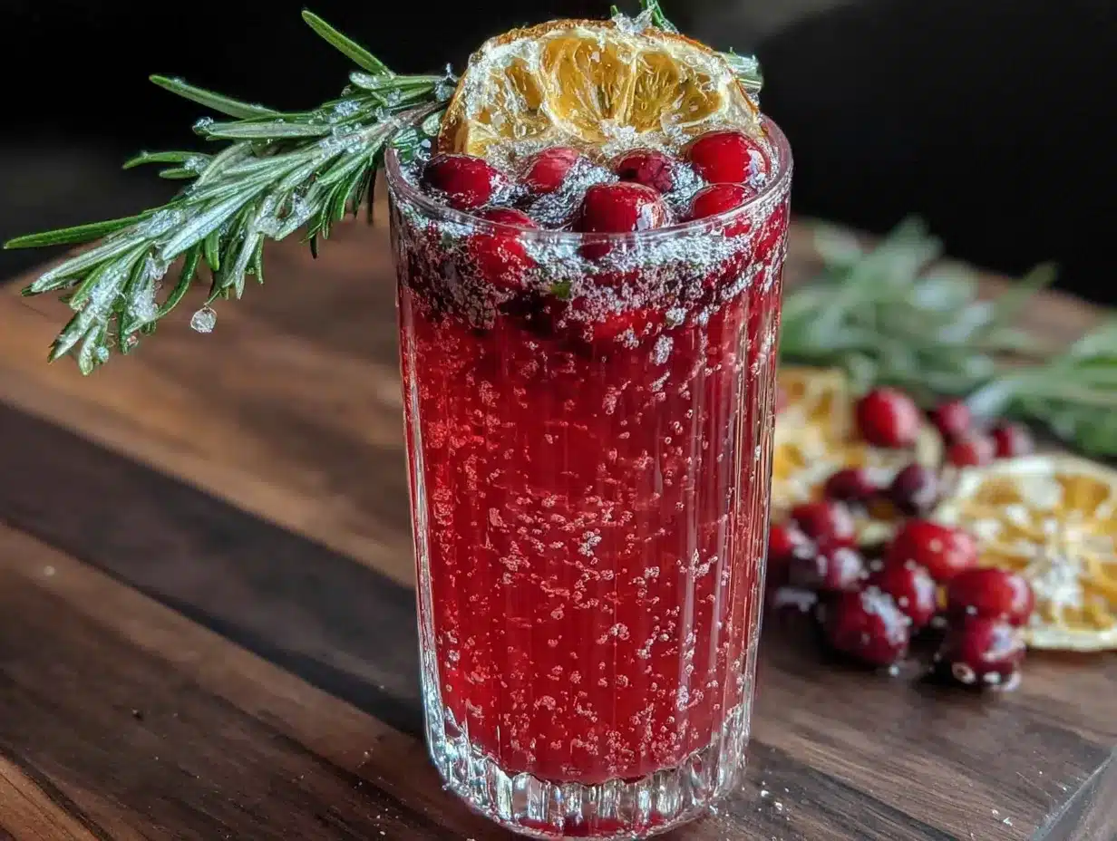 Sparkling Cranberry Ginger Holiday Mocktail preparation steps