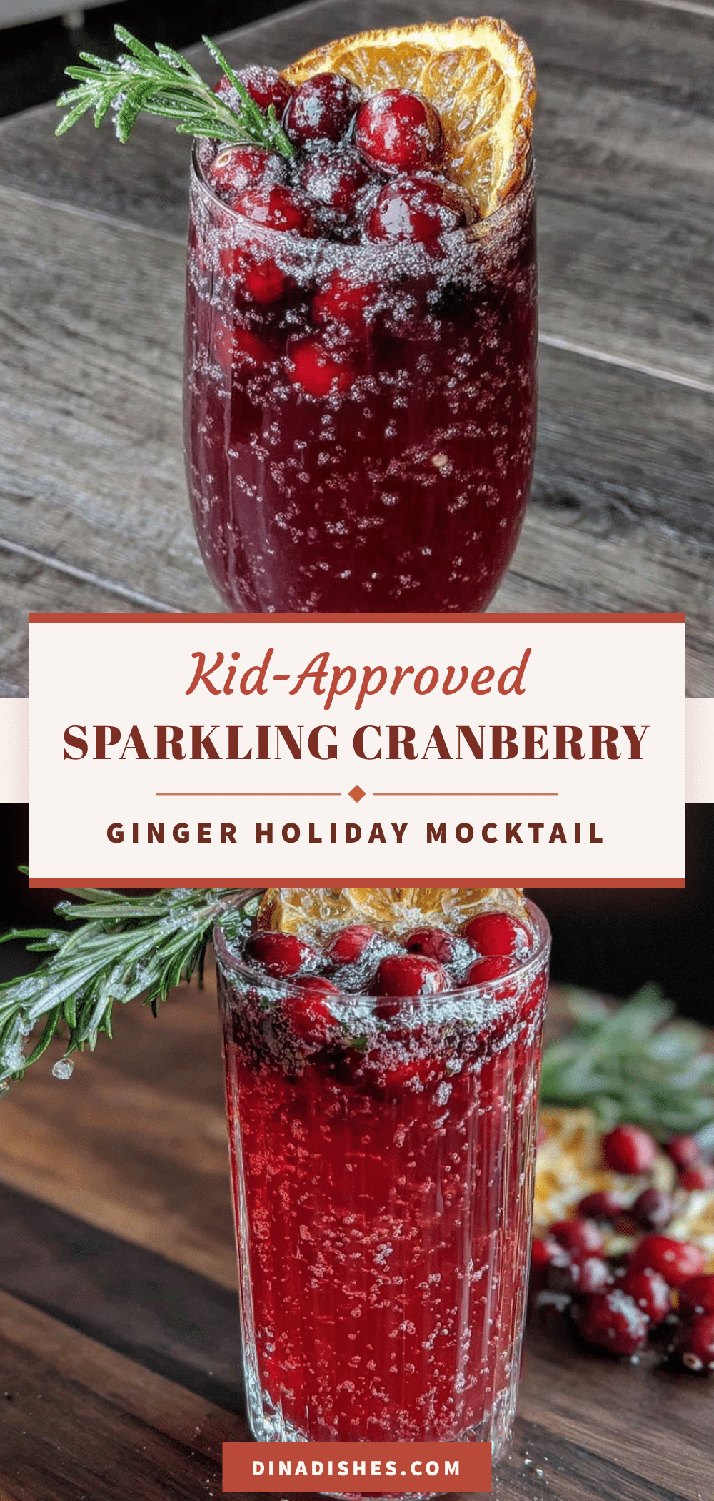Sparkling Cranberry Ginger Holiday Mocktail recipe