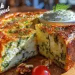 spring crustless spinach feta quiche - featured image