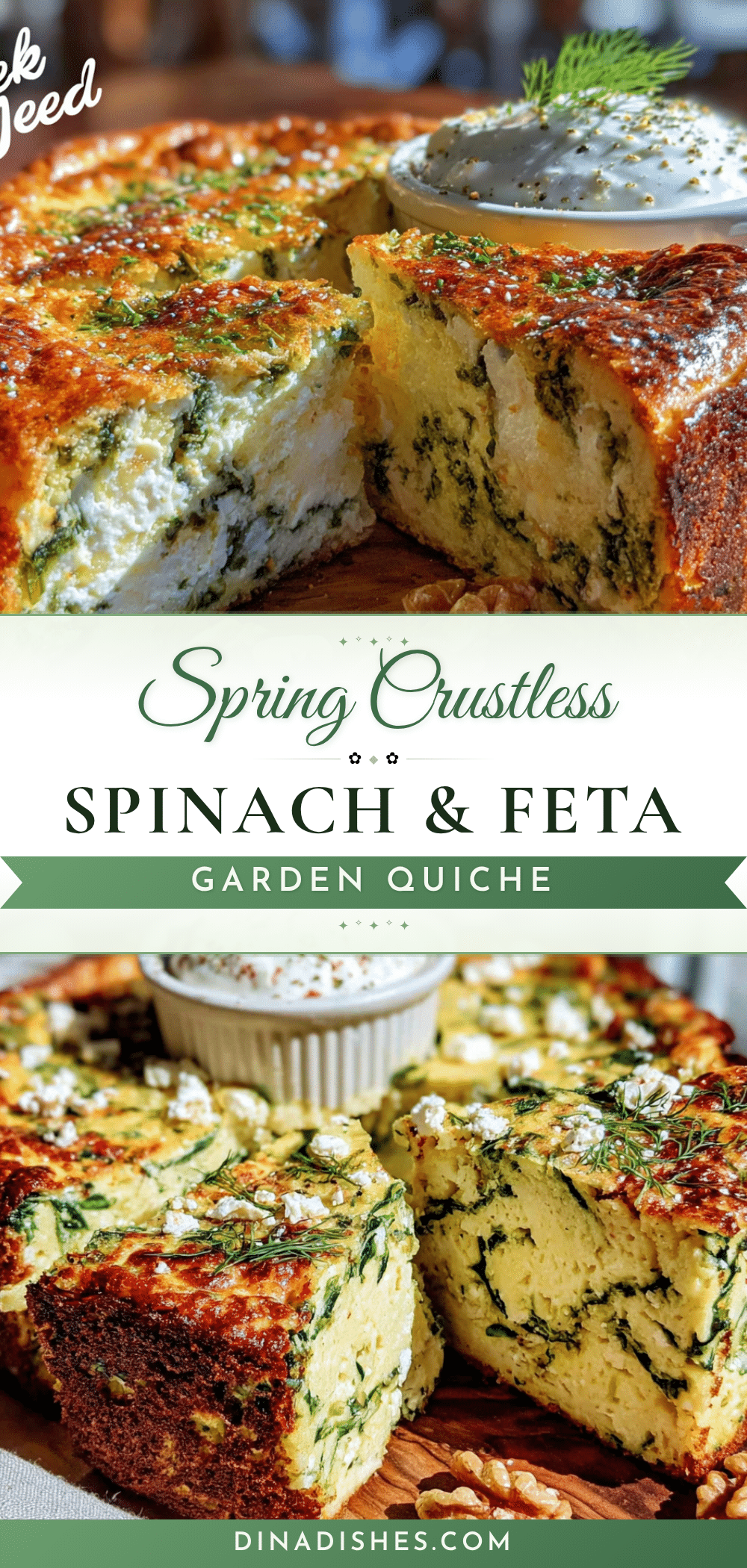 spring crustless spinach feta quiche recipe