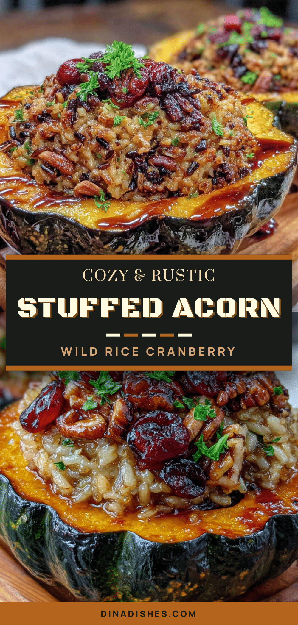stuffed acorn squash with wild rice and cranberries recipe