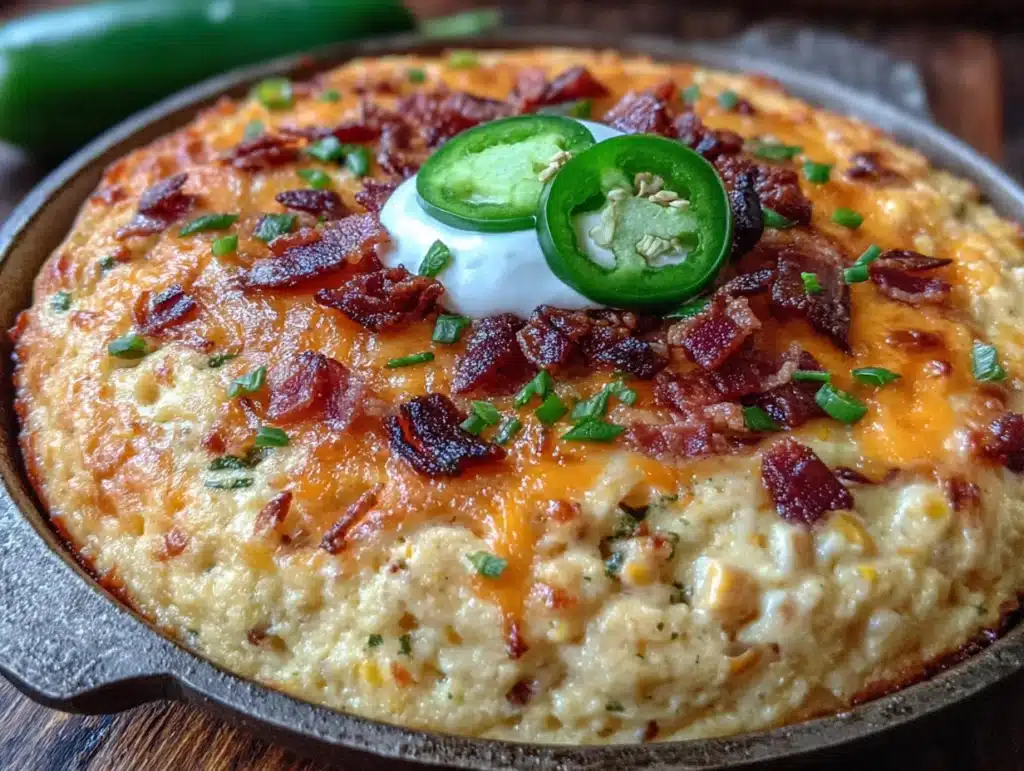 sweet corn casserole with jalapeno cheddar - featured image
