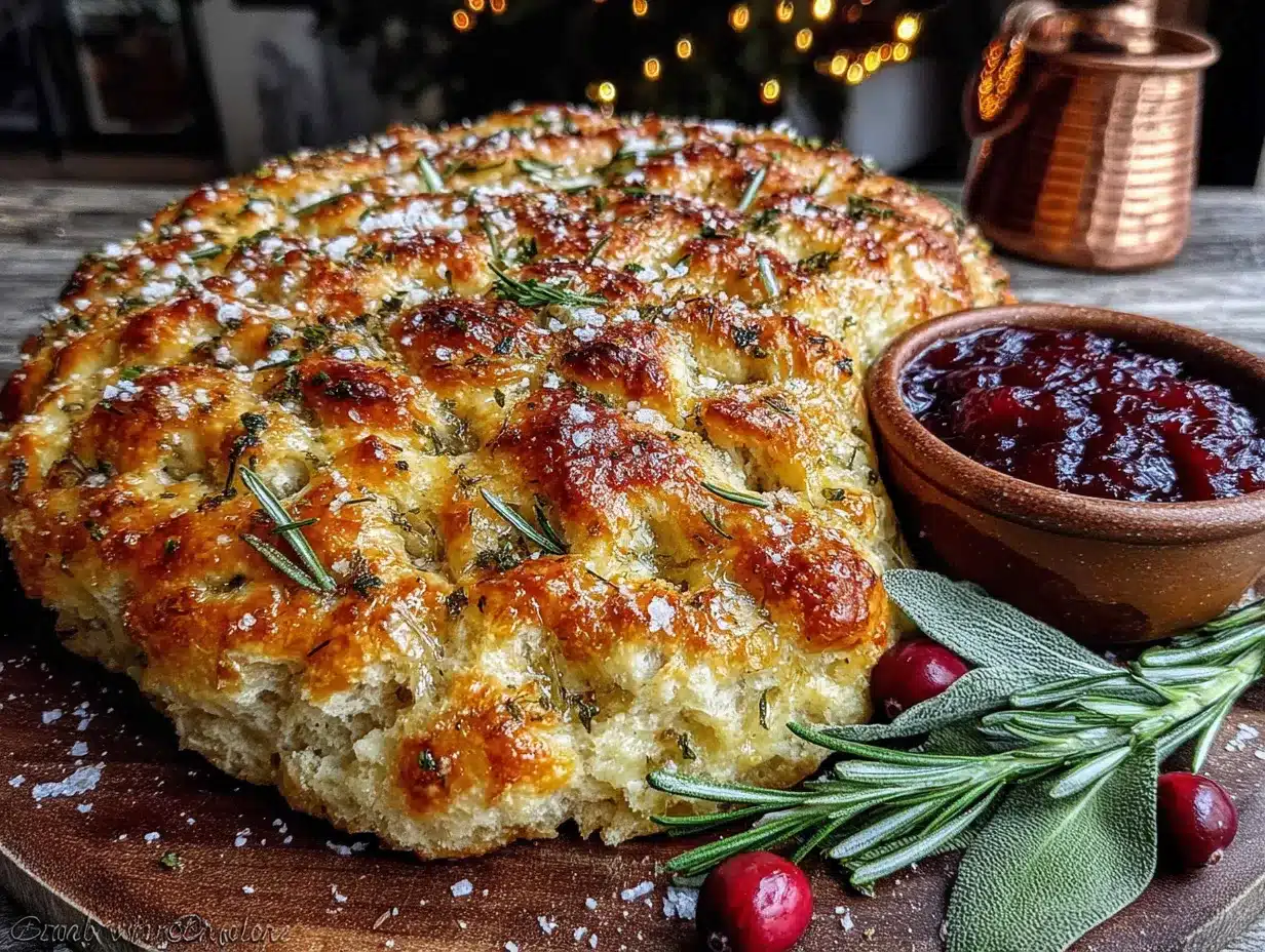 Thanksgiving Sourdough Focaccia preparation steps