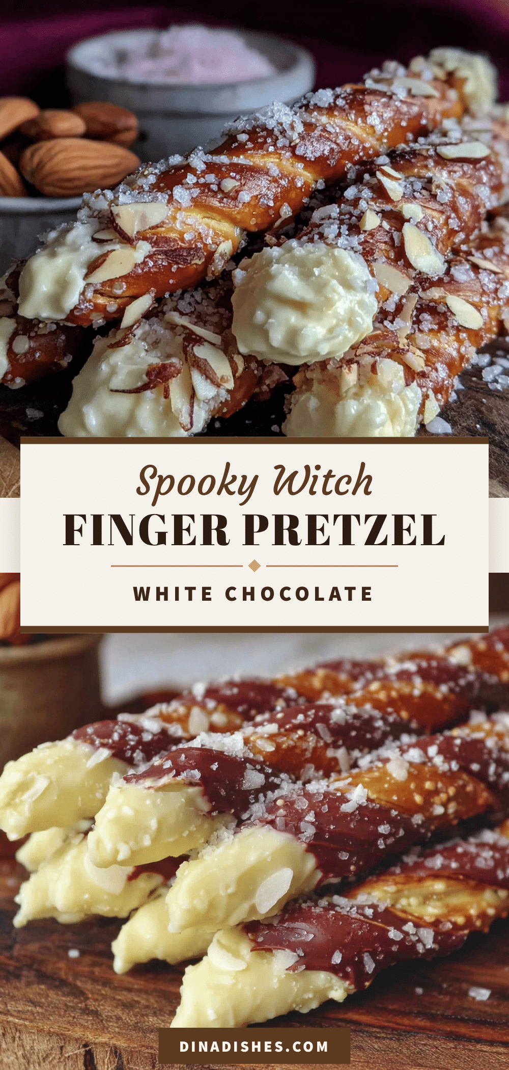 white chocolate witch finger pretzel rods recipe