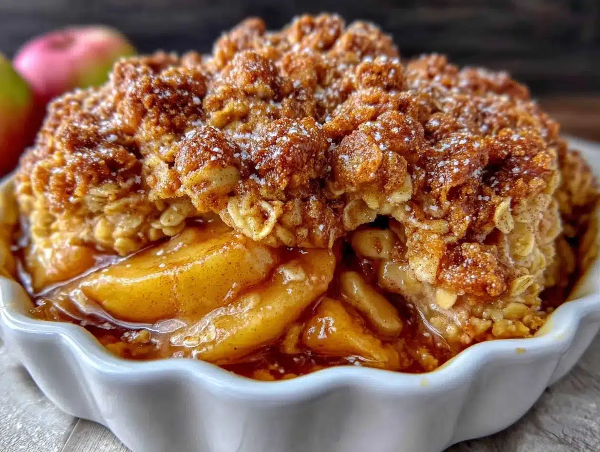 wholesome cinnamon apple crisp with oat crumble preparation steps