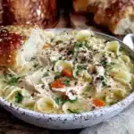wholesome creamy chicken noodle soup from scratch - featured image