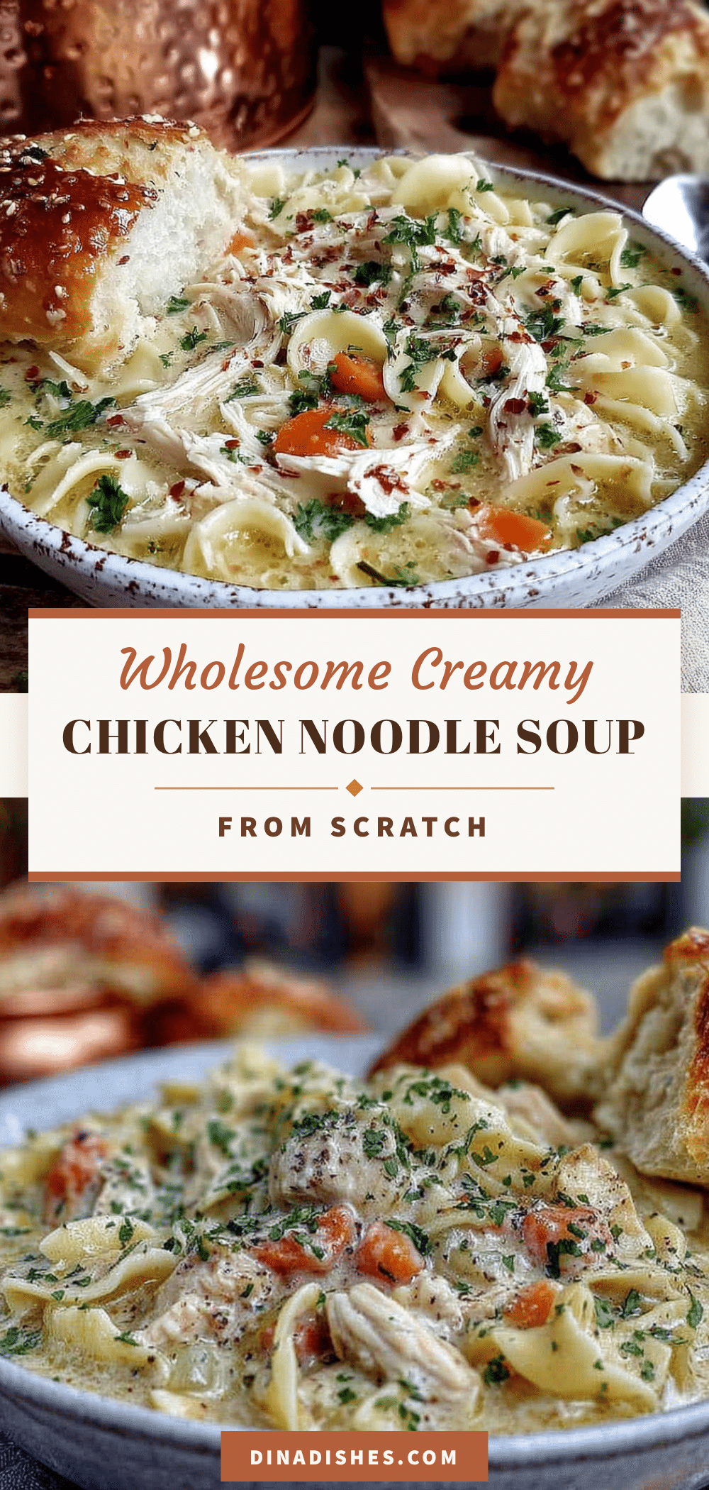 wholesome creamy chicken noodle soup from scratch recipe