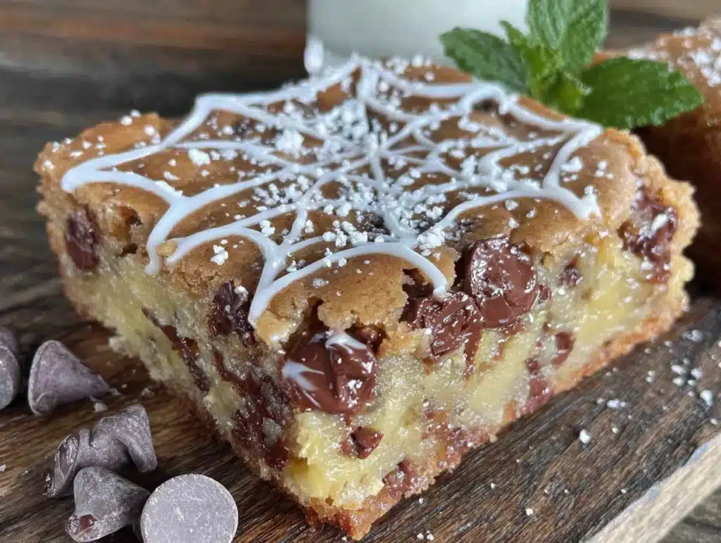 wholesome spider web chocolate chip cookie bars - featured image