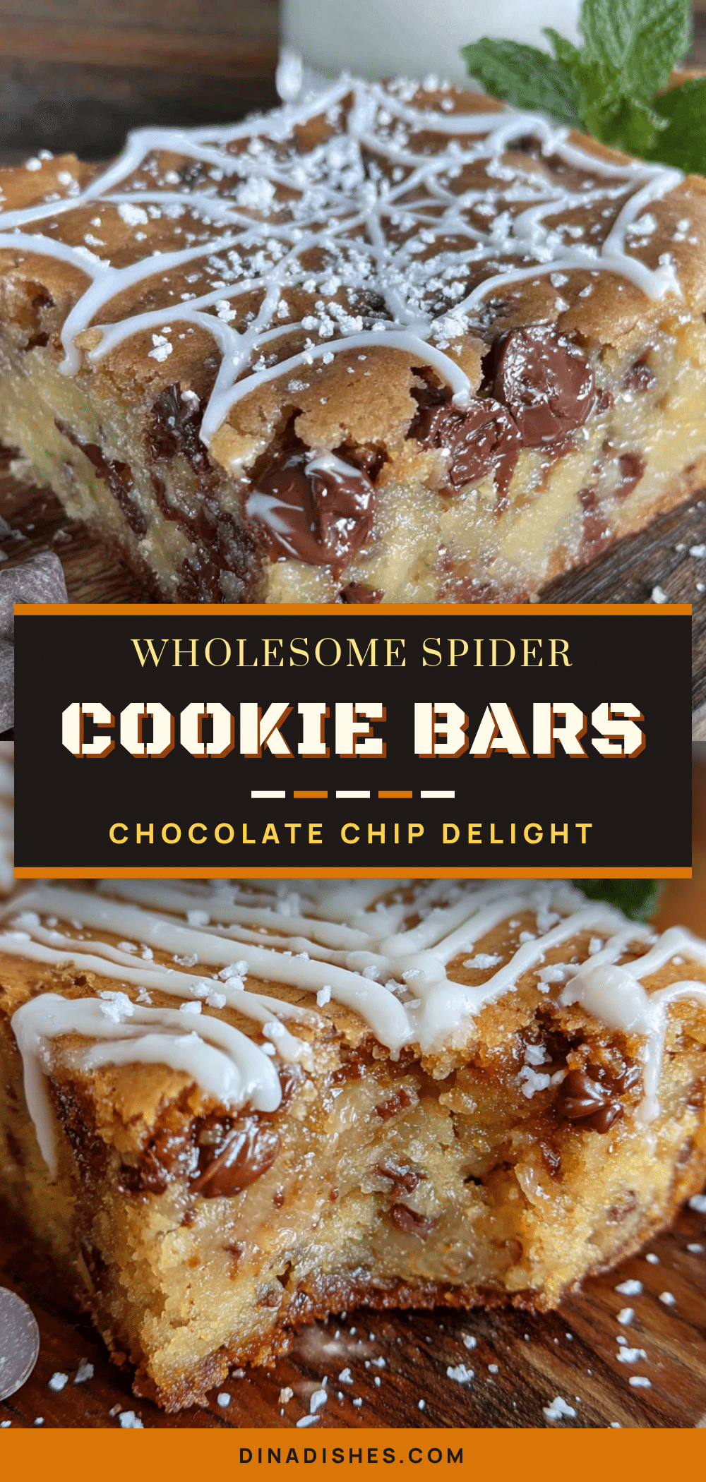 wholesome spider web chocolate chip cookie bars recipe