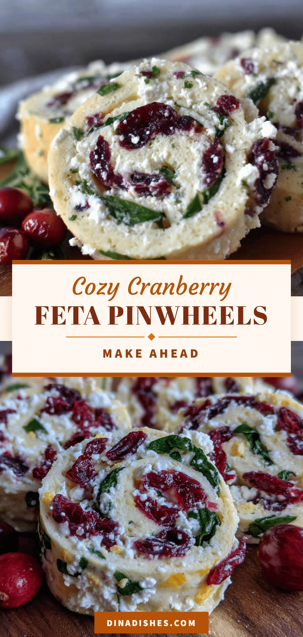 cranberry feta pinwheels recipe