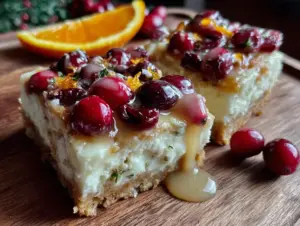 cranberry orange cheesecake bars - featured image