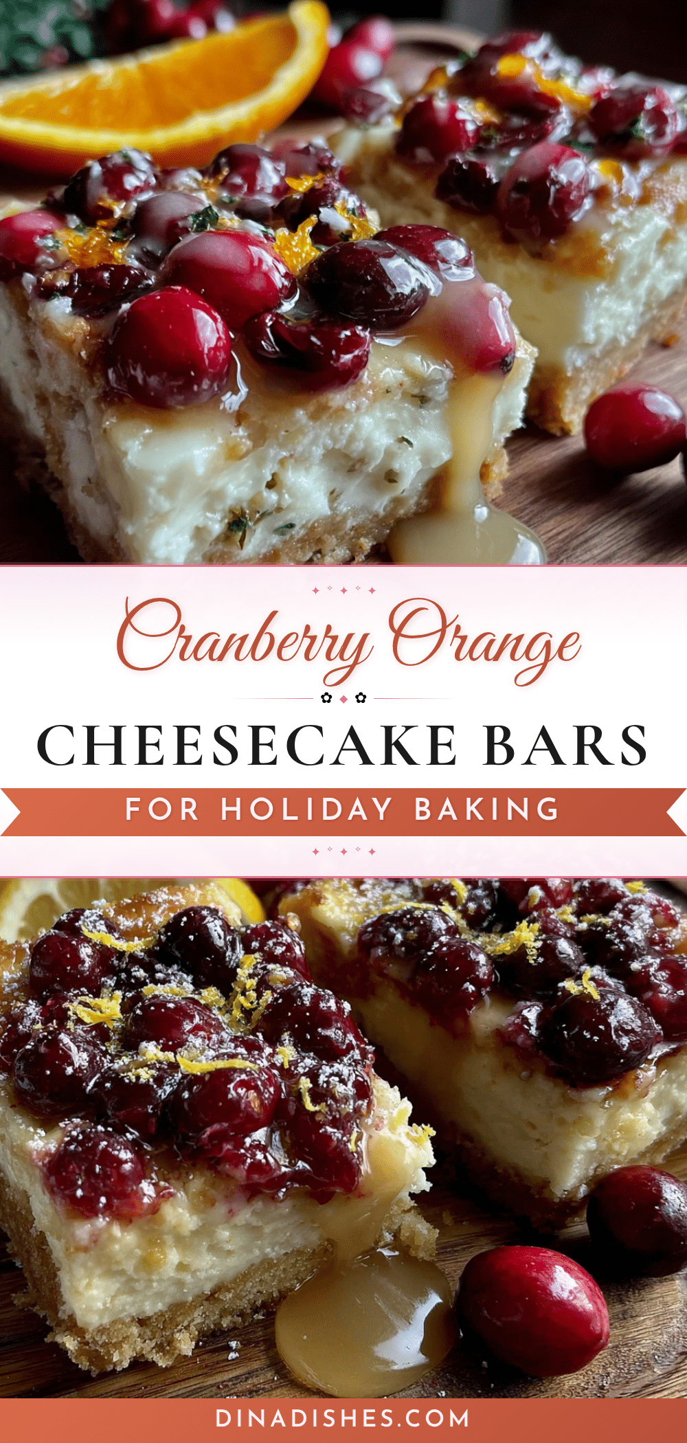 cranberry orange cheesecake bars recipe