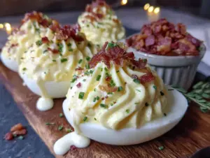 Lighter Cheesy Bacon Ranch Deviled Eggs - featured image