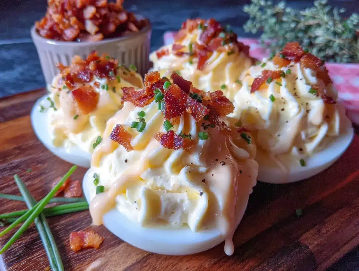 Lighter Cheesy Bacon Ranch Deviled Eggs preparation steps
