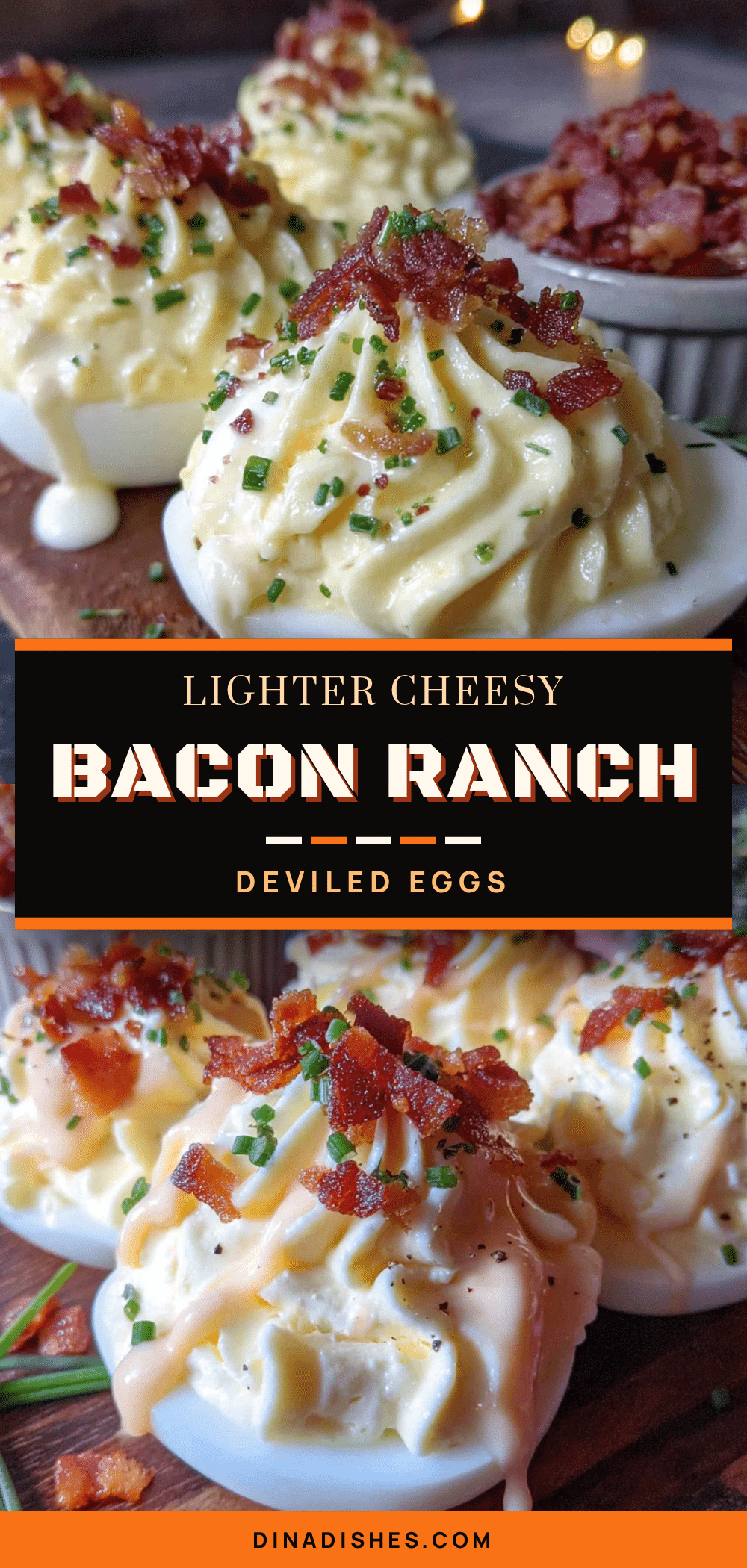 Lighter Cheesy Bacon Ranch Deviled Eggs recipe