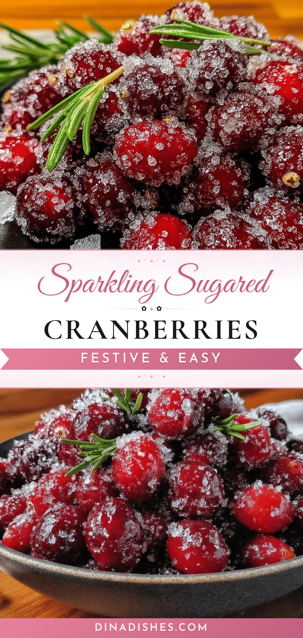 sparkling sugared cranberries with rosemary recipe